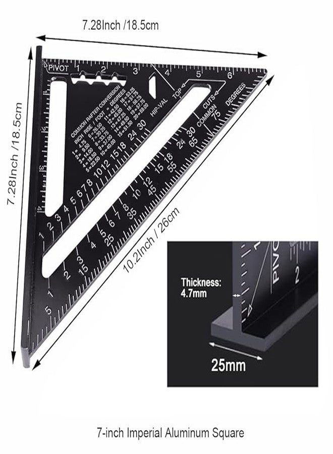 NIKTION 7 inch Rafter Square Aluminum Alloy Double Scale Triangle Ruler - Image 4